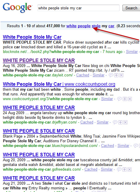 White People Stole My Car Google Results